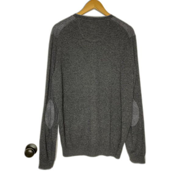 Jos. A Bank 1905 Gray Tonal Wool‎ Blend Button Front Cardigan with Elbow Patches - Picture 2 of 6